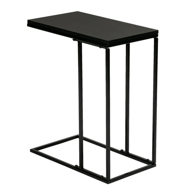 HOMCOM C Shape Side Table Marble-Effect Top Metal Frame Space-Saving Furniture 